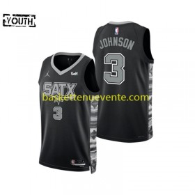 Maillot Basket San Antonio Spurs Keldon Johnson 3 Jordan 2022-2023 Statement Edition Noir Swingman - Enfant